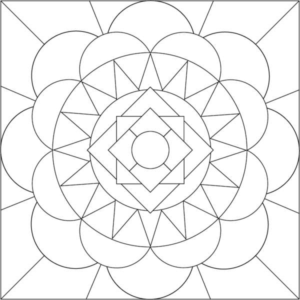 600x600 Mandala Coloring Page