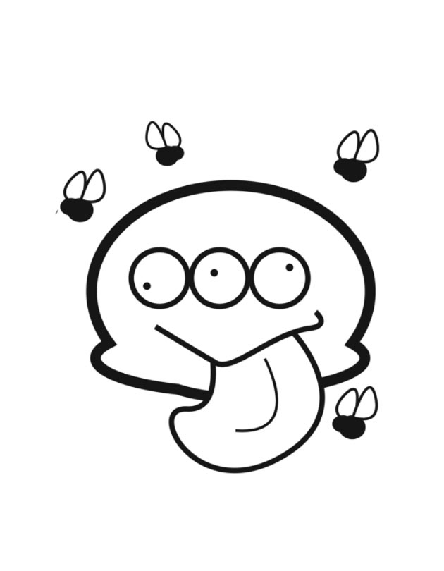 630x810 Funny Monster With Flies Coloring Page
