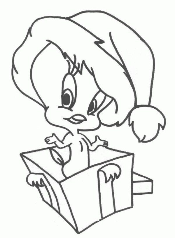 600x813 Tweety Bird Disney Merry Christmas Coloring Page