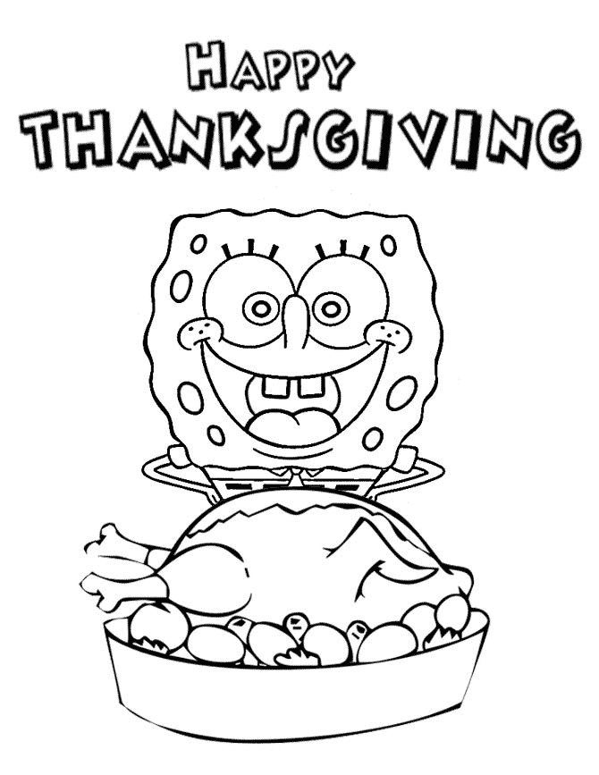 670x867 Spongebob Happy Thanksgiving Coloring Page Spongebob