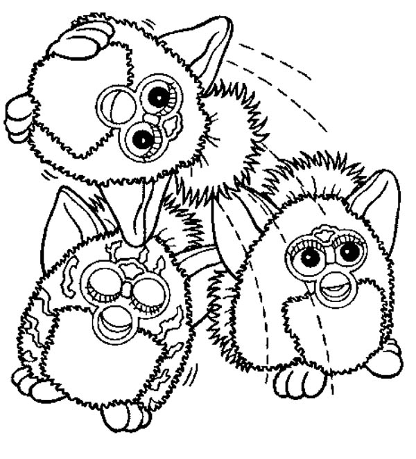 600x663 Three Furby Having Fun Coloring Pages Batch Coloring