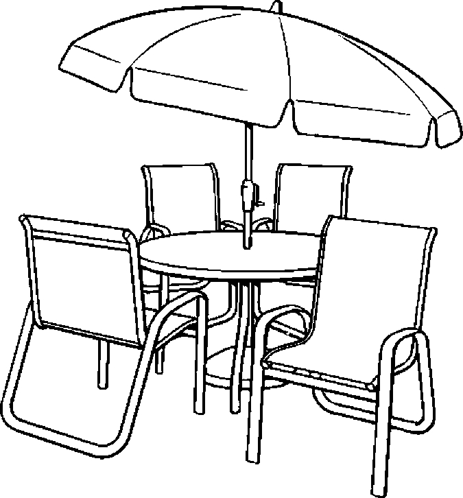 675x726 Umbrella Table Chairs Coloring Page