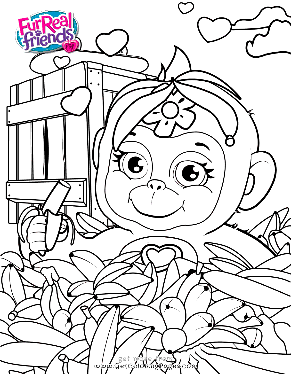 1200x1544 Hasbro Furreal Friends Coloring Pages Cuddles Monkey