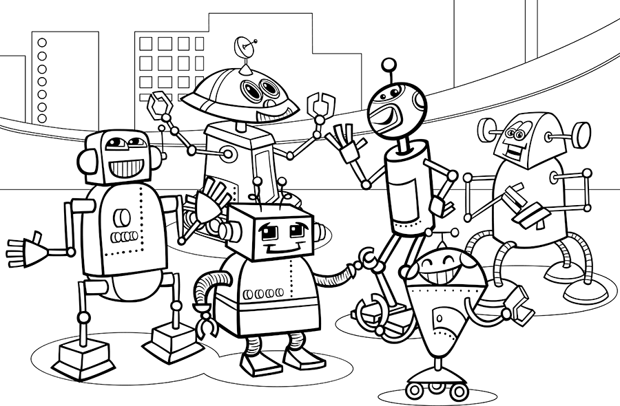 900x590 Download Or Print The Free Robots In The Future Coloring Page