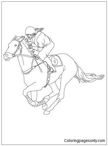 377x509 Jockey On A Galloping Horse Coloring Page