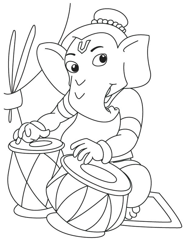 612x792 Ganesha Coloring Pages Lord Playing Tabla Coloring Page Cute