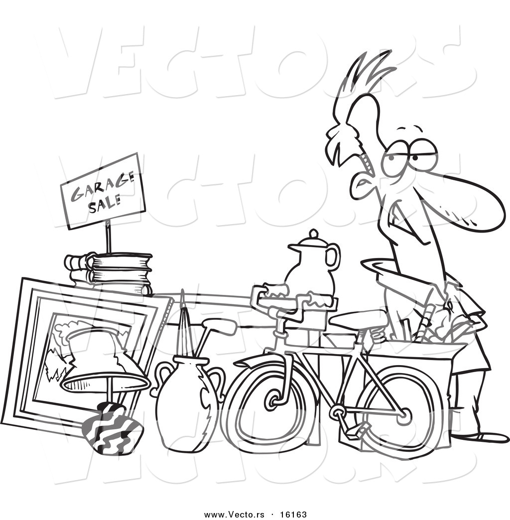 1024x1044 Vector Of A Cartoon Man Selling His Stuff