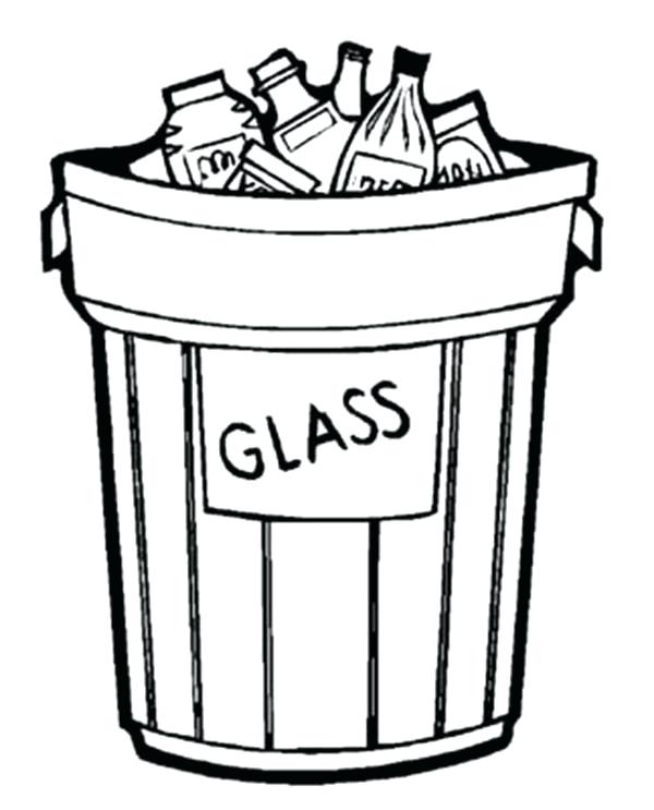 600x743 Garbage Can Glass Only For Recycling Coloring Page Coloring Sky