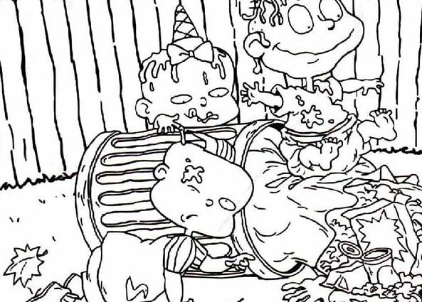 593x425 Garbage Can Coloring Page The Rugrats Is Dirty They Play