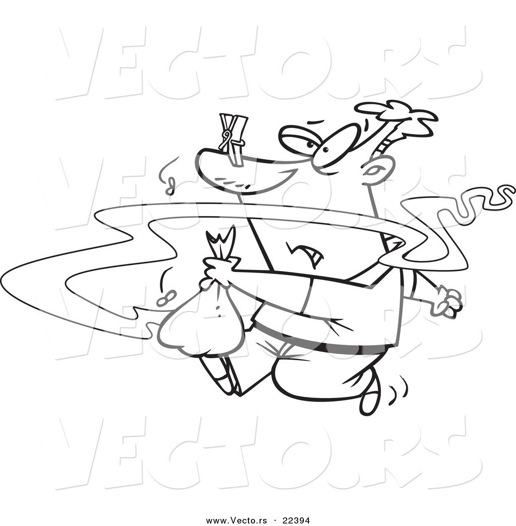 1024x1044 Vector Of A Cartoon Man Taking Out Smelly Garbage