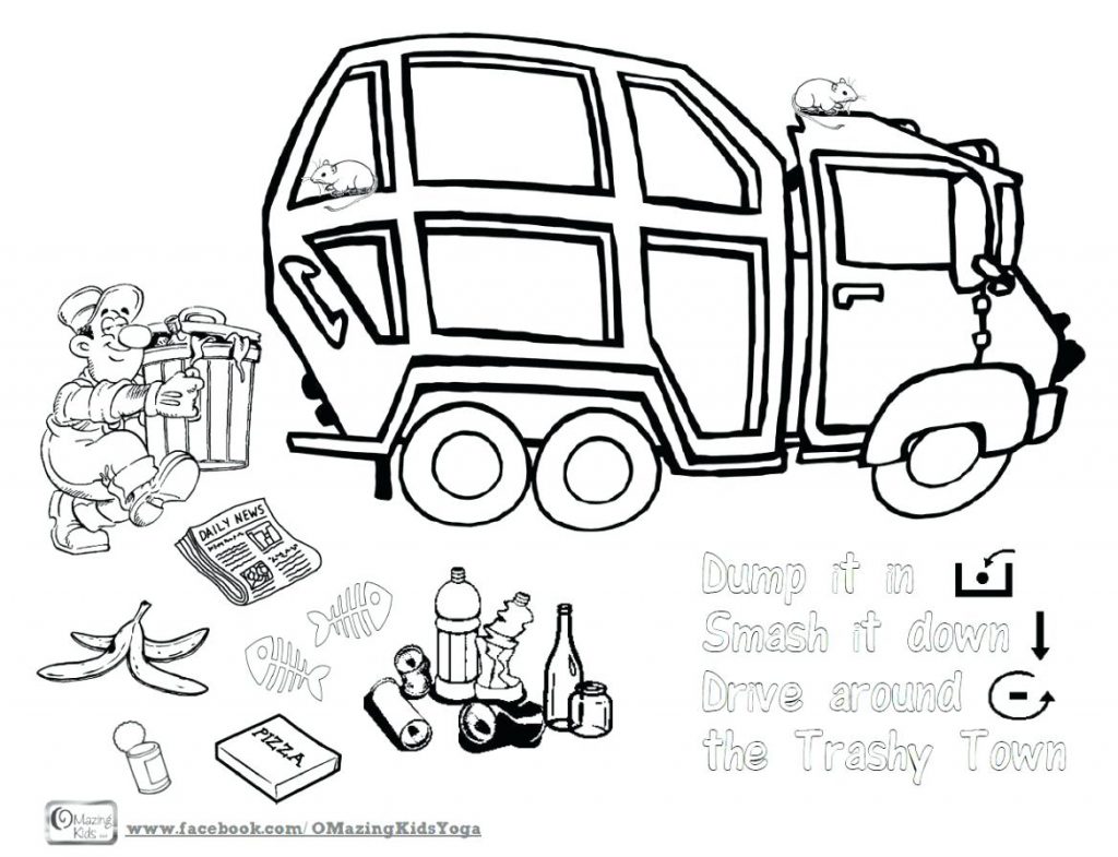 1024x785 Coloring Pages Garbage Truck Coloring Page In Grave Digger Pages
