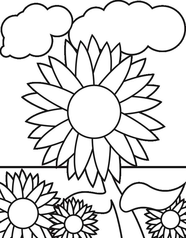 600x767 Sunflower Garden Coloring Page