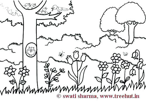 500x352 Garden Coloring Pages Garden Coloring Sheets Flower Garden