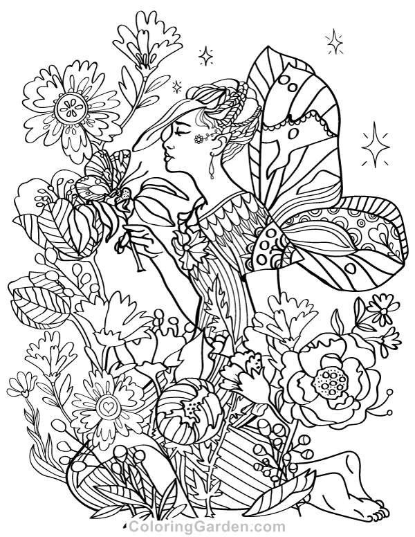 600x776 Fairy Adult Coloring Page