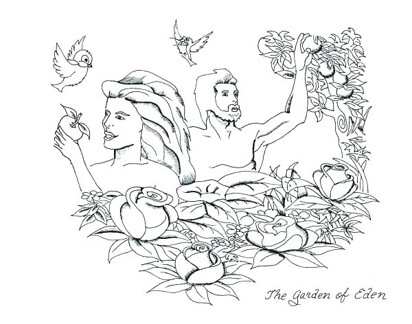 600x472 Garden Of Eden Coloring Pages Free Printable And Eve Sheet