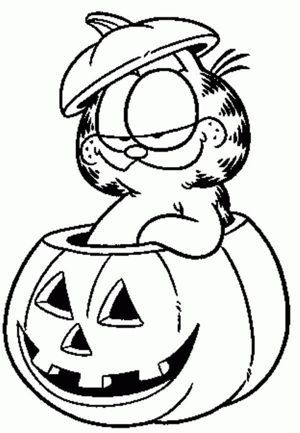 600x866 Garfield Halloween Coloring Pages