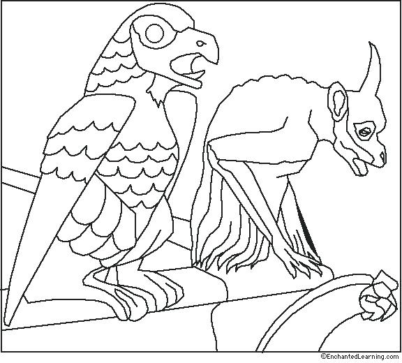 576x520 Grinning Gargoyle Coloring Page Dragon La A Colouring Free