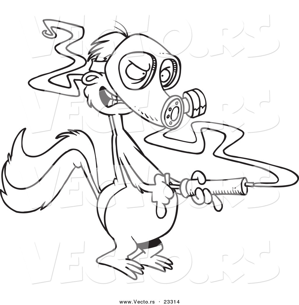 1024x1044 Cartoon Vector Of Cartoon Skunk Wearing A Mask And Spraying