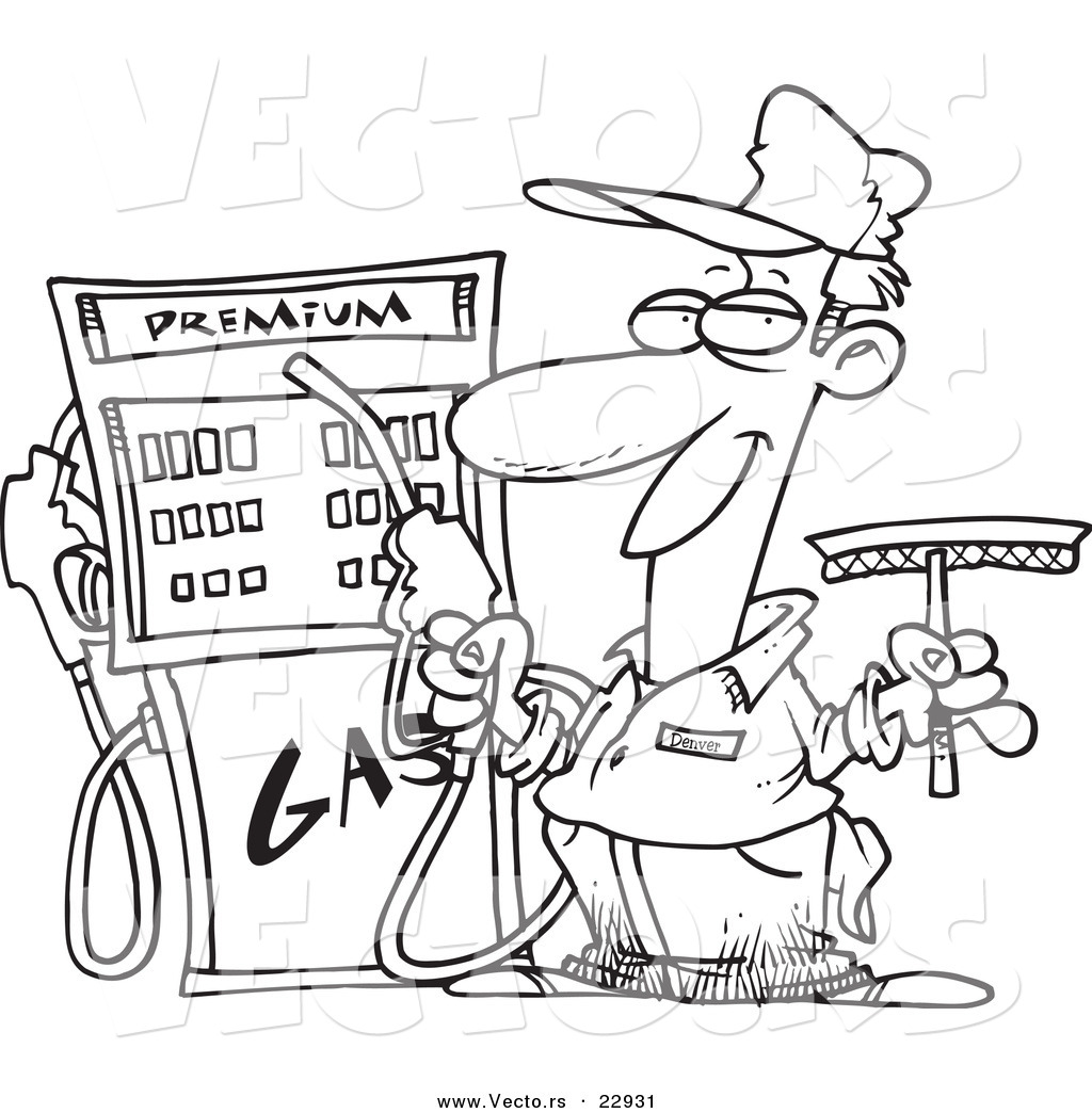 1024x1044 Vector Of A Cartoon Gas Station Attendant
