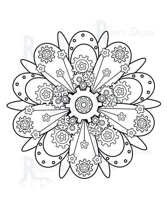 570x713 Steampunk Gears Coloring Pages Professional