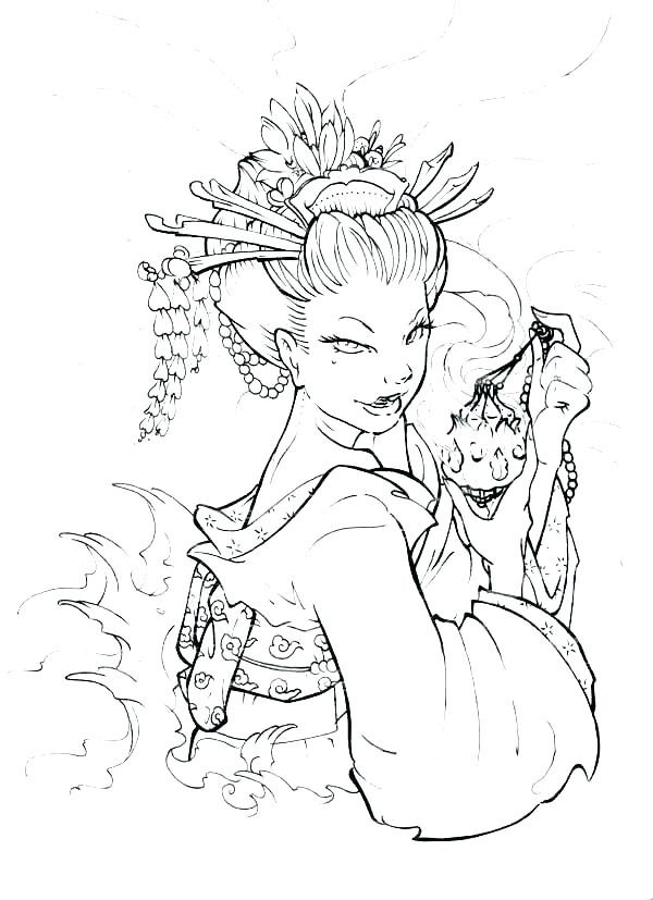 600x827 Geisha Coloring Pages Japan Flag Coloring Page Coloring Pages