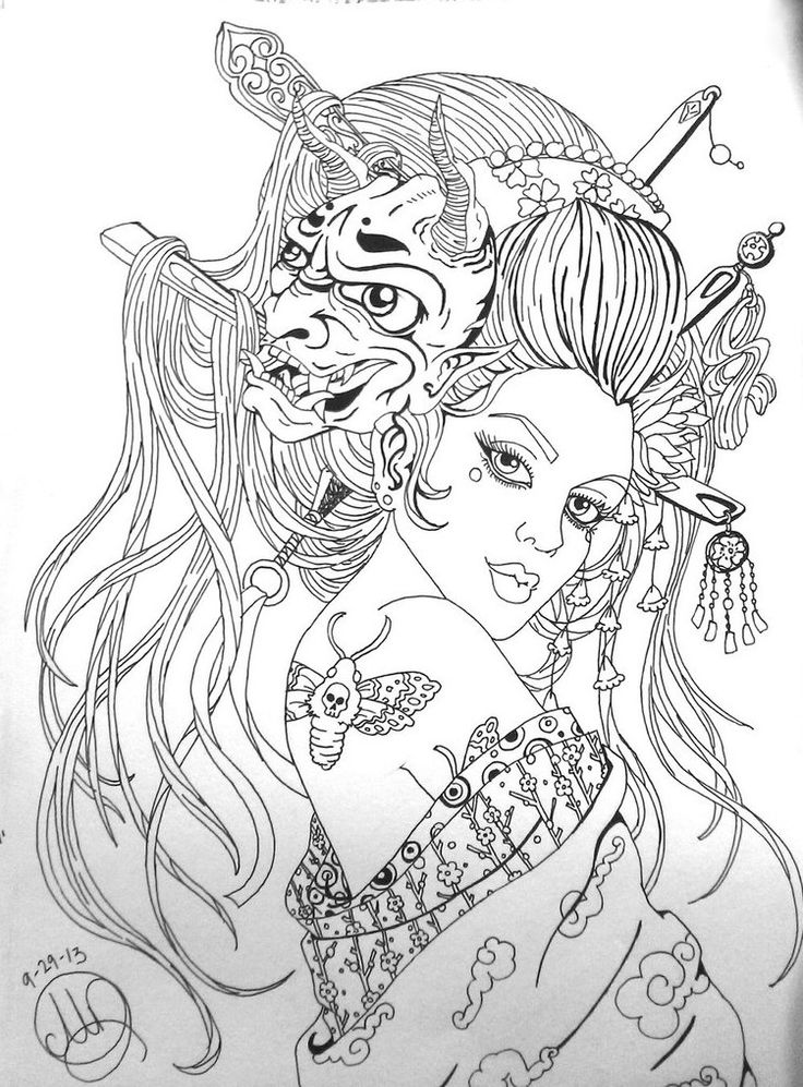 736x997 Best Asian Style Adult Coloring Images