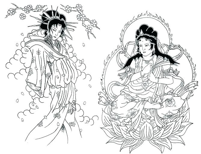 669x511 Geisha Coloring Pages