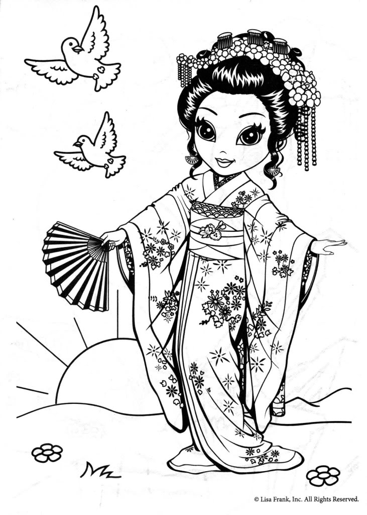 731x1024 Printable Geisha Coloring Pages