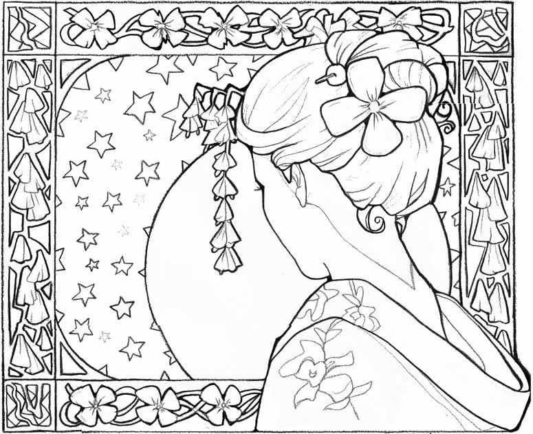 775x631 Adult Coloring Page Japan Japan Geisha Girl