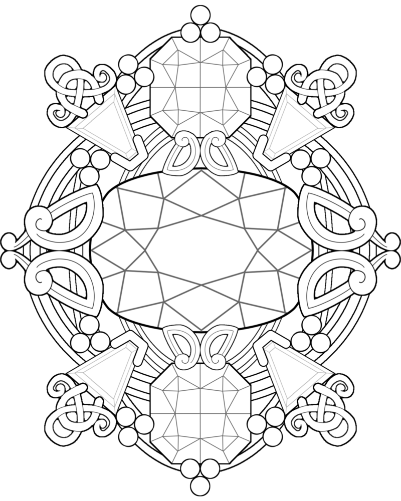 800x1000 Gemstone Fantasy Adult Coloring Page