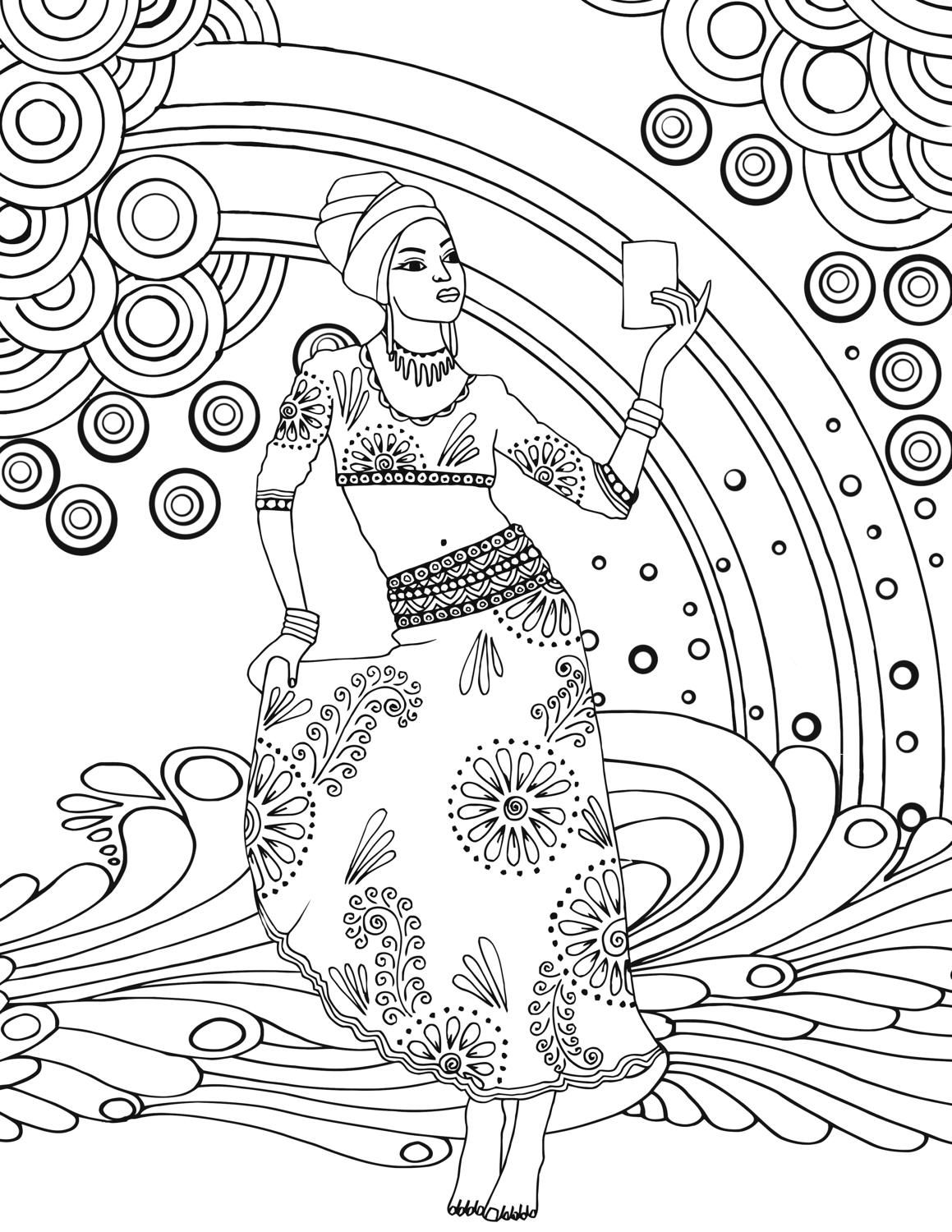 1159x1500 African Goddess Adult Colouring Page, Printable Coloring Pages Zen