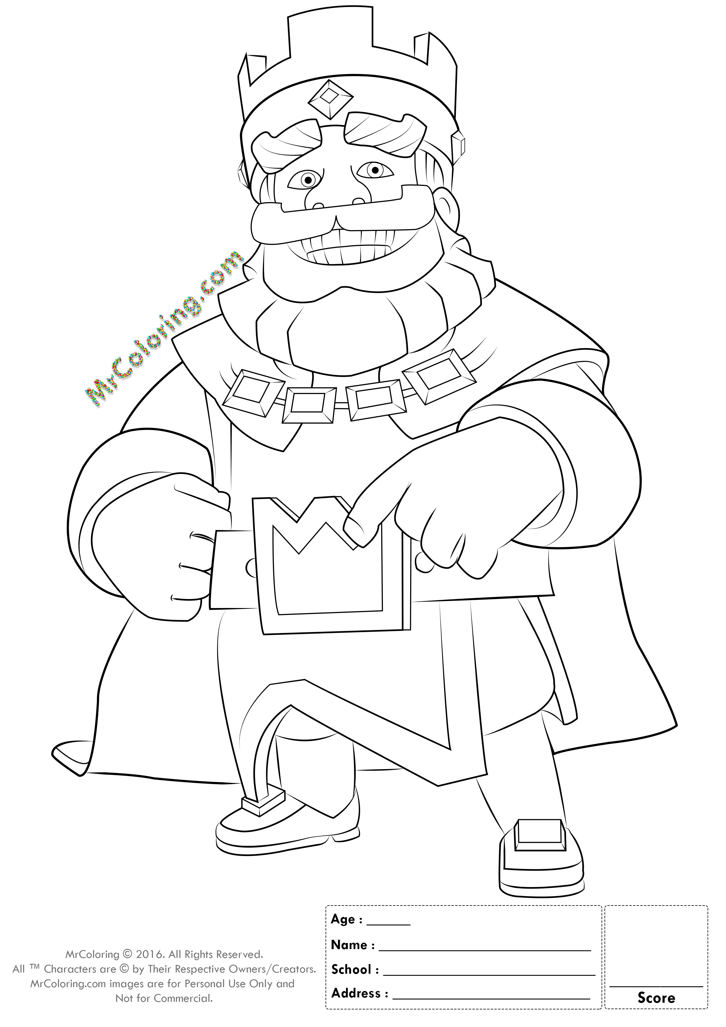 2480x3508 Info Name Blue King Clash Royale Coloring Pages