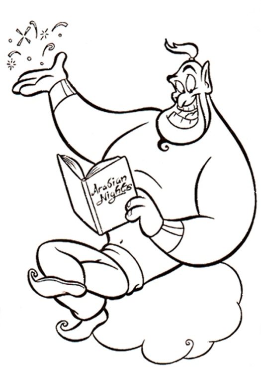 525x768 Genie Making Magic Coloring Page Aladdin Pages