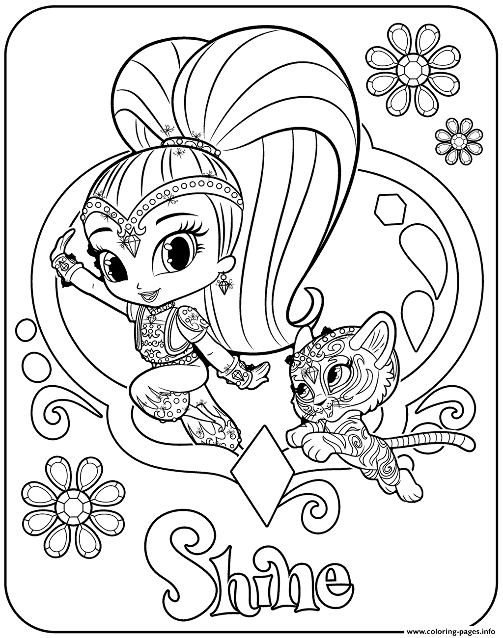 1024x1300 Sweet Genie Shine And Pet Tiger Coloring Pages Printable