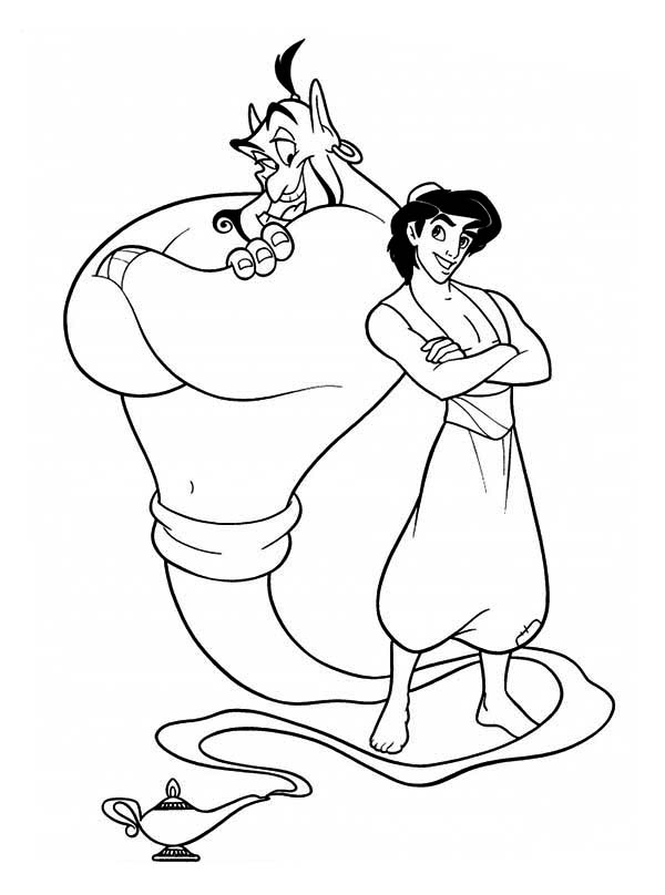 600x808 Aladdin And Genie, The Two Buddies Coloring Page