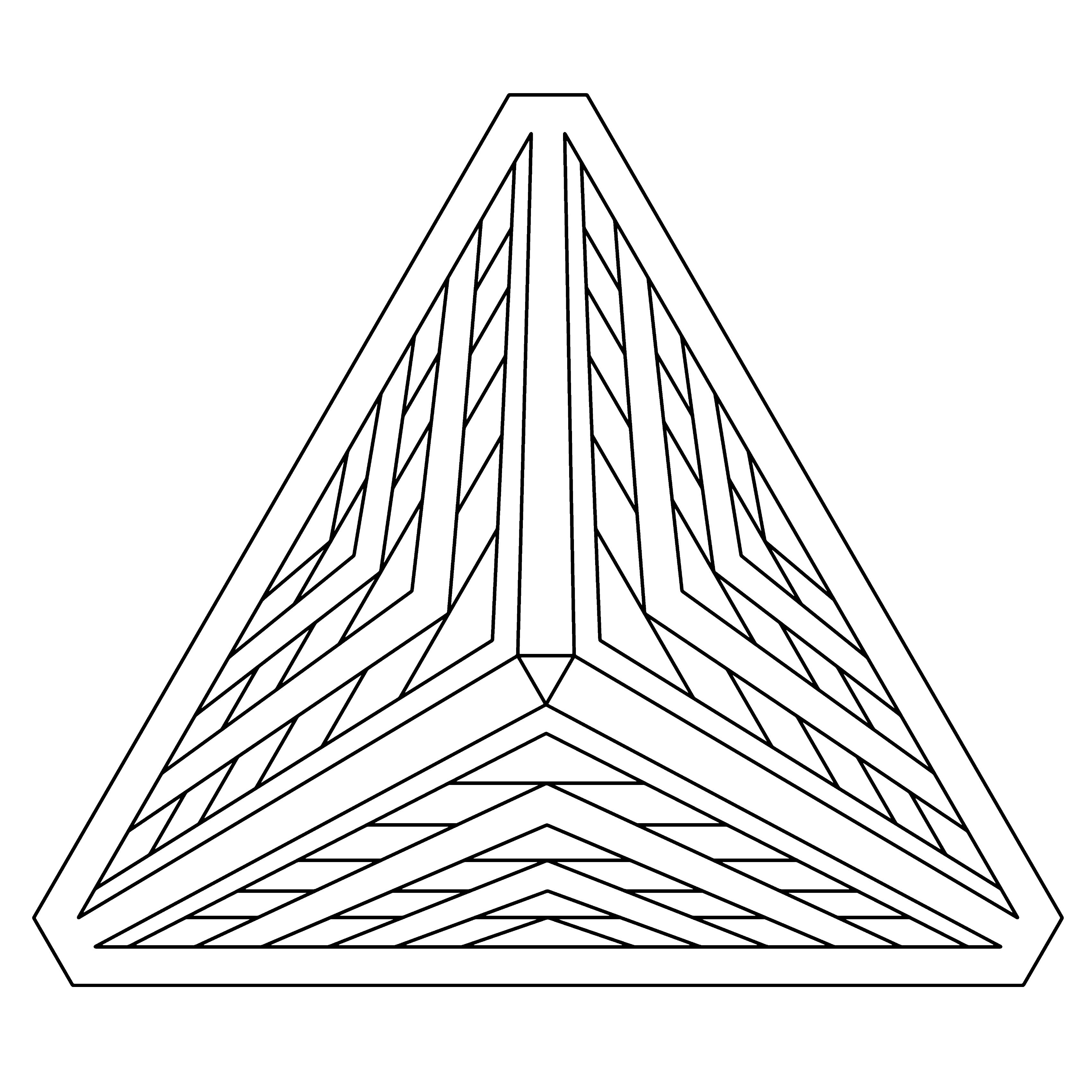 3400x3400 Geometry Coloring Page, Pyramid To Color Adult