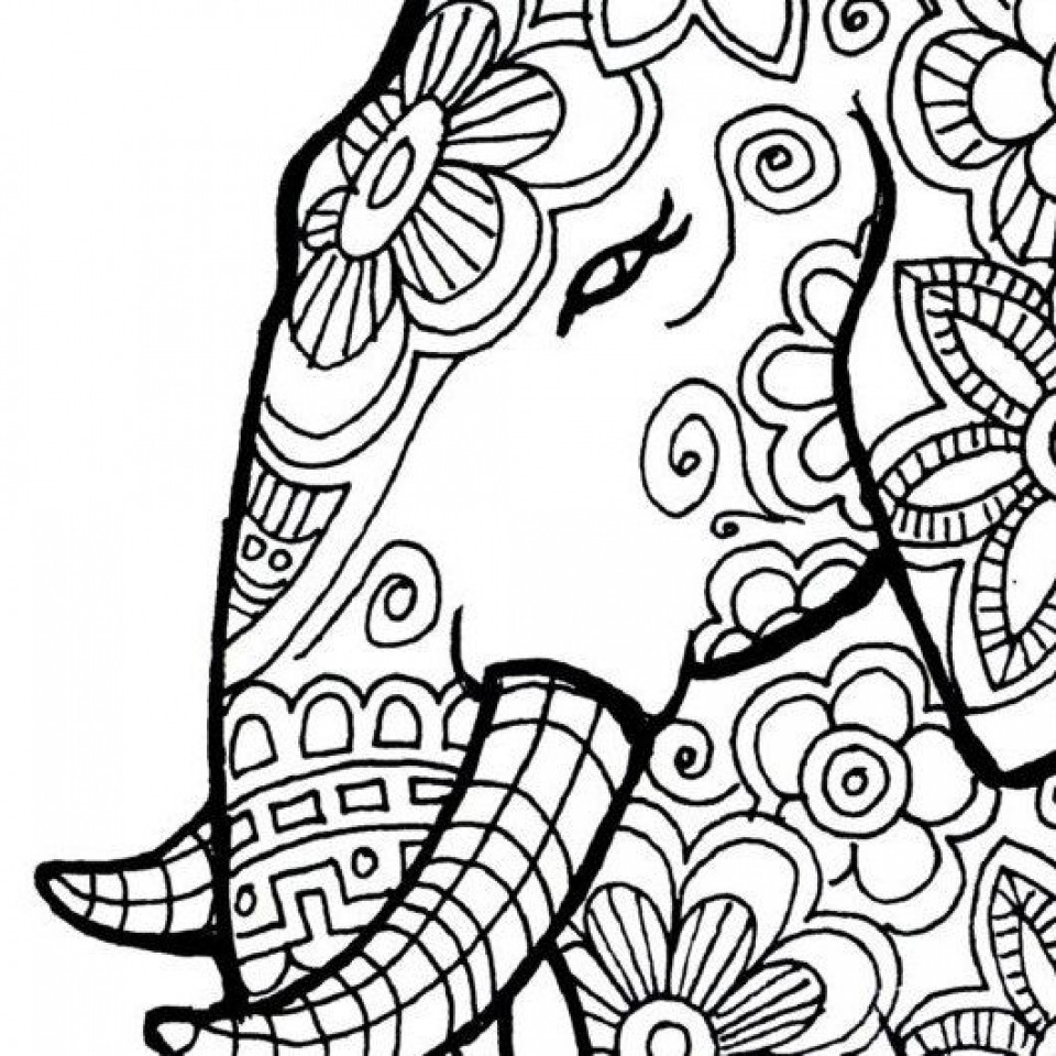 960x960 Elephants Coloring Pages Free Cool For Adults Elephant Acpra