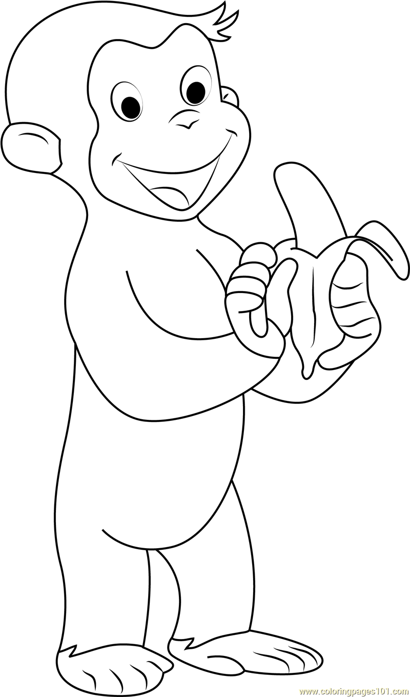 800x1358 Curious George Eating Banana Coloring Page
