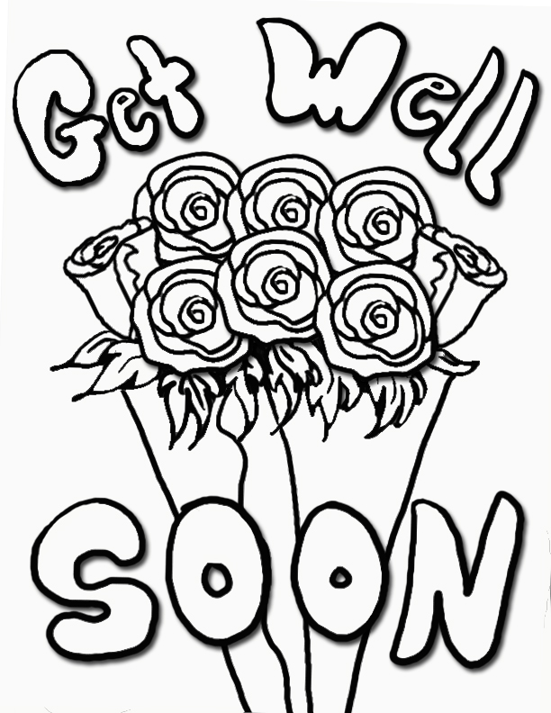 612x792 Get Well Soon With Roses Coloring Pages
