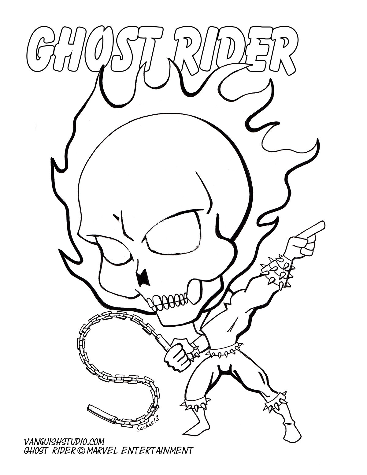 1200x1553 Ghost Rider Coloring Page Vanquish Studio