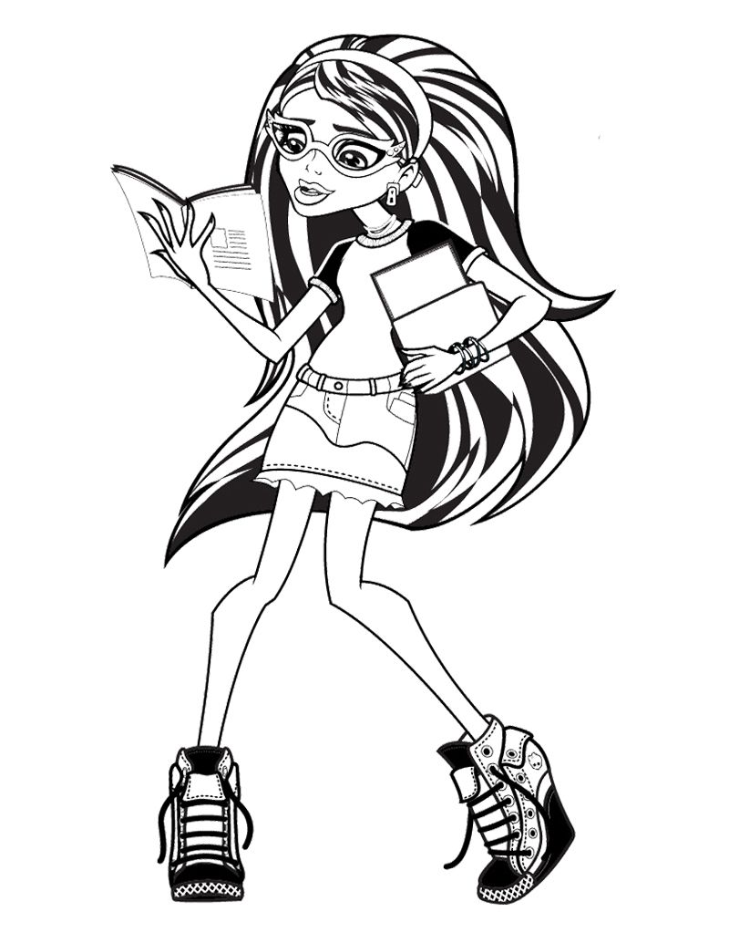 800x1034 Ghoulia Yelps Monster High Reading Book Coloring Page Monster