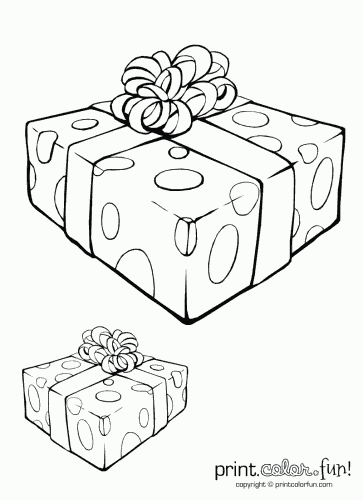 363x500 Gift Box With Ribbon Coloring Page