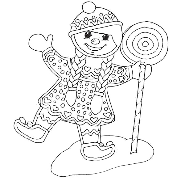 600x586 Gingerbread Girl Coloring Page