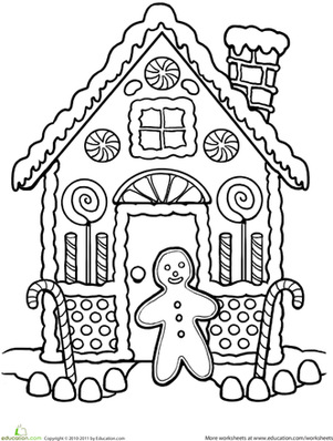 301x398 Gingerbread House Coloring Worksheet
