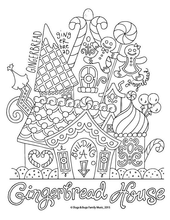 570x738 Gingerbread House Christmas Coloring Page Kids Holiday