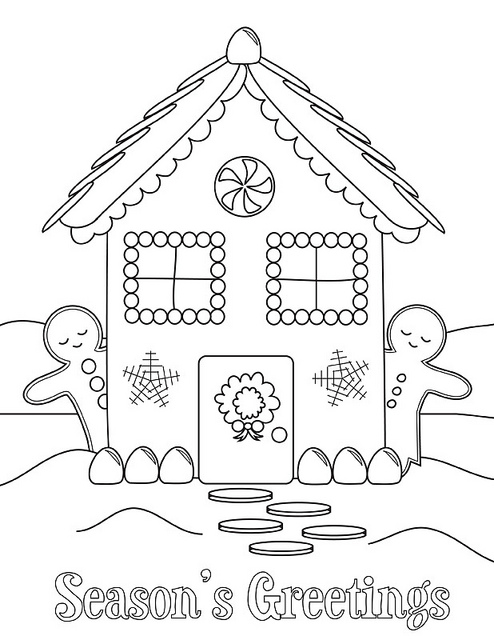 494x640 Gingerbread House Printable Coloring Sheet Crafts, Christmas Art