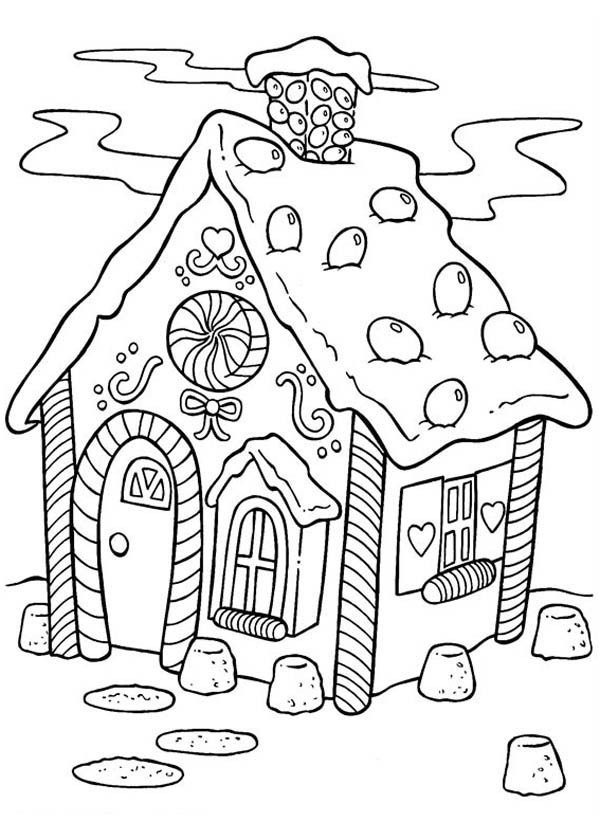 600x840 Delicious Gingerbread House Coloring Page