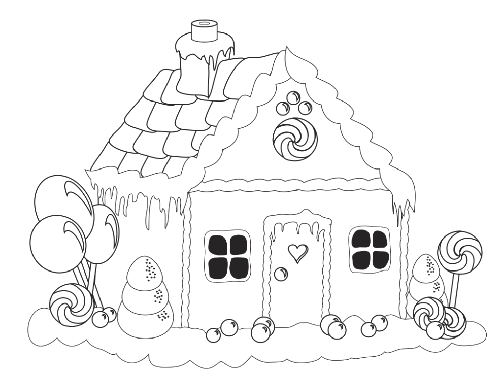 989x733 Gingerbread House Coloring Pages