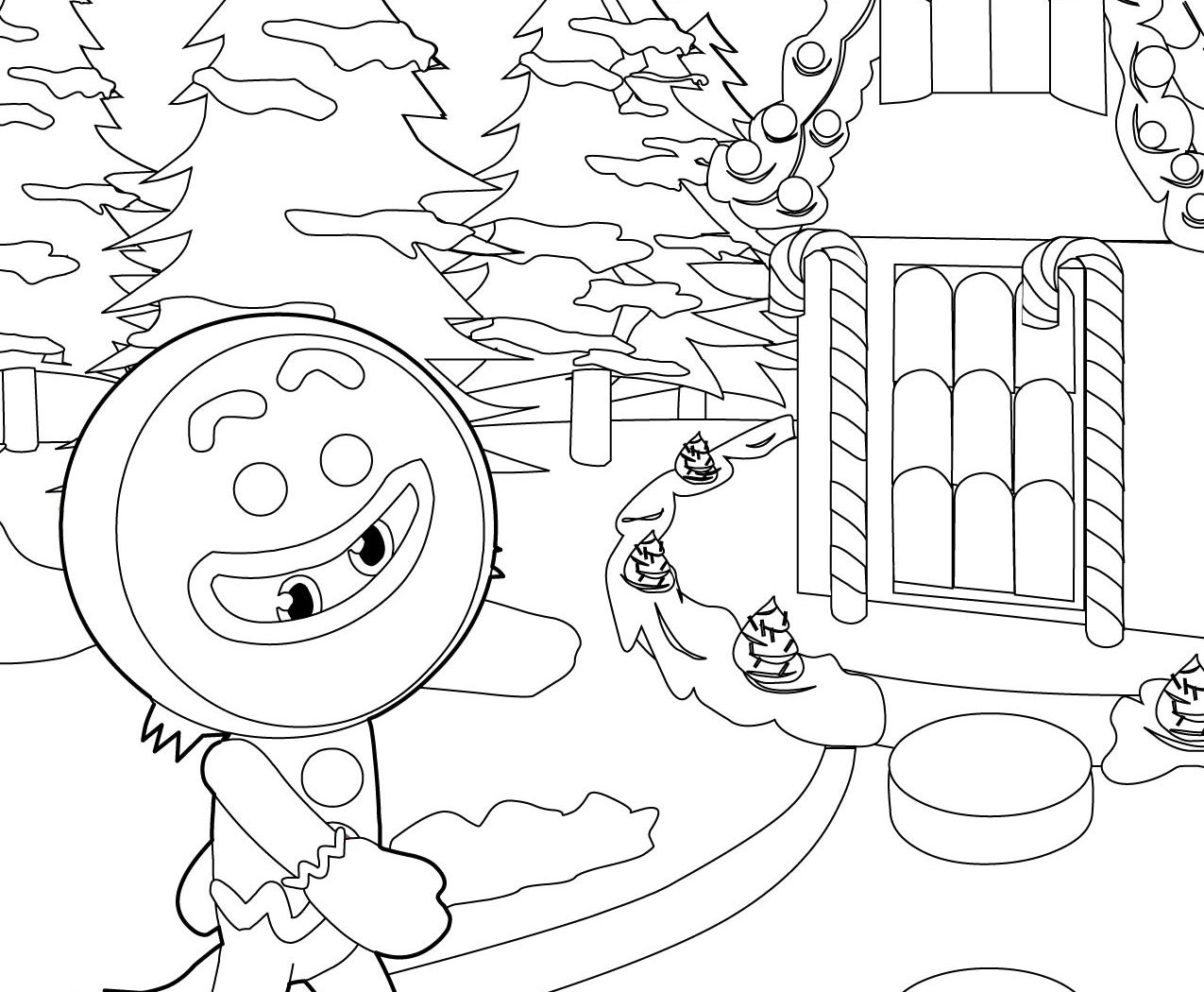 1275x1050 Gingerbread House Coloring Pages Printable For Kids Pictures