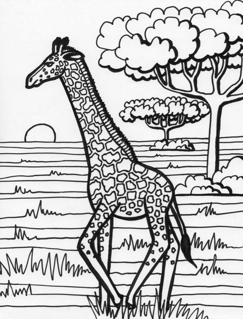 1000x1310 Giraffe Coloring Pages
